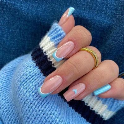 China The quotation of 2023 high quality natural baby blue long french false nail manufacturers for high quality ABS false nail for sale