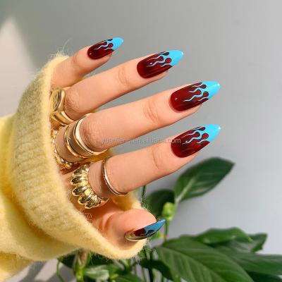 China New Design Premium Designer Abs Plastic Medium Length 24Pcs Nails Solid Color Soft Gel Ready To Wear False Nails for sale