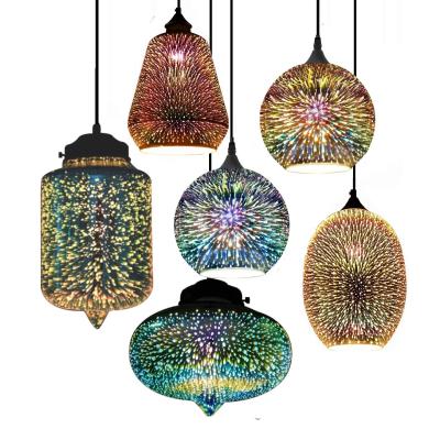 China Contemporary Modern Nordic Colorful Glass Starry Hanging Glass Lights 3D Chandelier Sky Ceiling Lamp Shade Pendant Lamp for sale