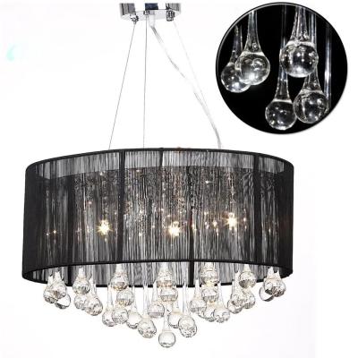 China Contemporary Spider Pendant Lamp with Black Glass Screen Ceiling Light 85 Crystals Crystal Pendant Light for sale