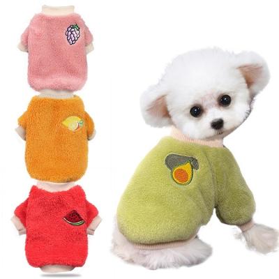 China Sustainable Wholesale G01171 Avocado Berry Puppy Flannel Cute Berry Sweater Pet Supplies Winter Dog Apparel for sale