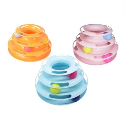 China G00937 Wholesale Manufacturer Viable Best Selling Interactive Ball Cat Toy Cheap Three Layer Track Turntable for sale