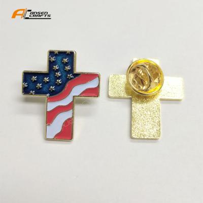 China Ht American Official Women Men Souvenir Metal China Flag USA Flag Badge Pin Patriotic Wavy Pin for sale