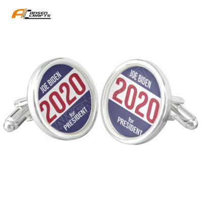 China Custom High Quality Joe Biden For President 2020 USA Election World Silver Cufflink for sale