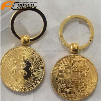 China Europe 2017 New Design Zinc Die Struck Golden Silver Bronze Plated Bitcoins Key Chain for sale