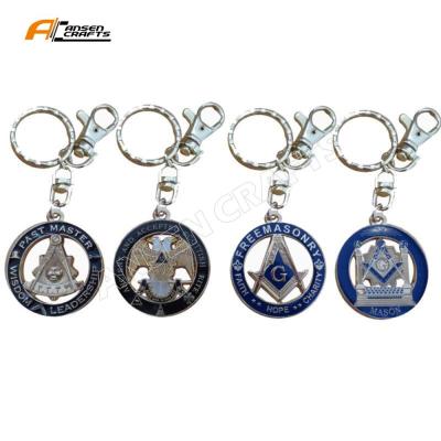 China Custom Plating 3D Enamel Metal Europe Metal Mason Ware Rectangle Masonic Key Chain for sale