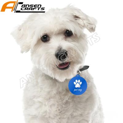 China Durable QR Code Stainless Steel Blank Engravable Round Custom Dog Name Tag for sale