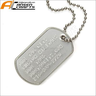 China Worldwide Wholesale High Quality Stainless Steel Embossed Custom Military Dog Tags for sale