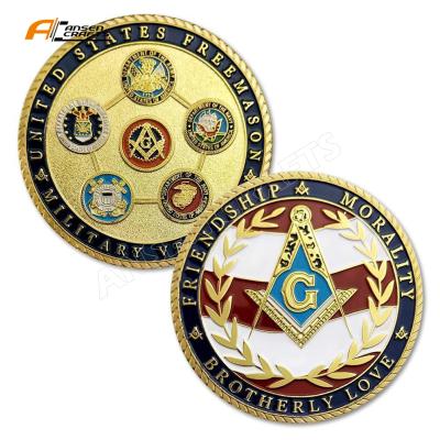 China Custom Made Europe Freemason Metal Token Challenge Masonic Plated Commemorative Coins for sale