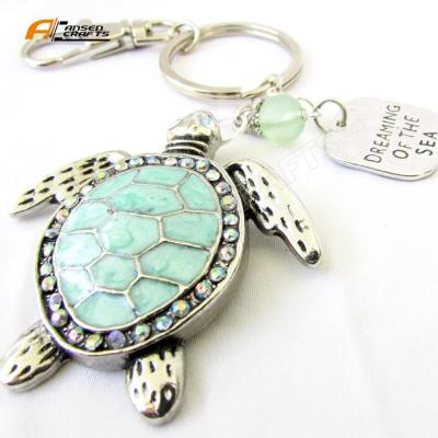 China Custom Bronze Keychain Souvenir Turtle Jewelry Sea Turtle Terrapin Charm Summer Animal Jewelry for sale