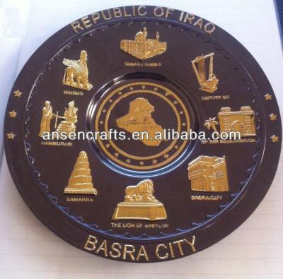 China 2015 New Design Iraqi Republic Customized Metal Souvenir Plate Worldwide for sale