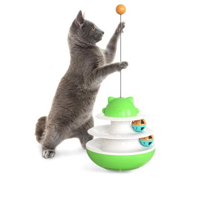 China Viable Rocker Rocker Double-Layer Trackball Funny Cat Toy Pet Cat Wheel Feeder for sale