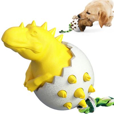 China Viable Dinosaur Egg Shaped Teeth Bite Oral Hygiene Chew Dog Resistant Cleaning Toys for sale