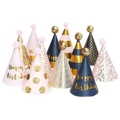 China 2022 350gsm Hair Love Birthday Party Paper Hat Party Decoration Supplies X Rui Card X Rui Ball Cheap Cute Children's Birthday Hat for sale