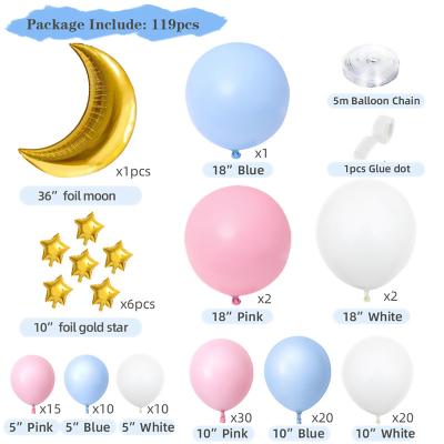 China New 119 pieces Rui2022/set, Macaron ball moon star balloon latex X string set birthday party atmosphere layout for sale