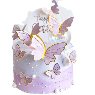 China XRui2022 10 piecesCheap paper cake topper happy birthday wedding birthday party cake decoration decoration+butterfly environmental friendly for sale