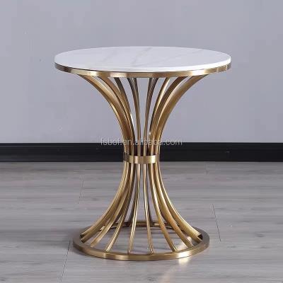 China Wholesale New Design Restaurant Furniture Gold Marble Base Modern Luxury Dining Tables Fashion Round Coffee Top Tea Table for sale