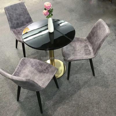 China Modern popular Foshan design velvet restaurant furniture table and chair marble table top for coffee shop for sale