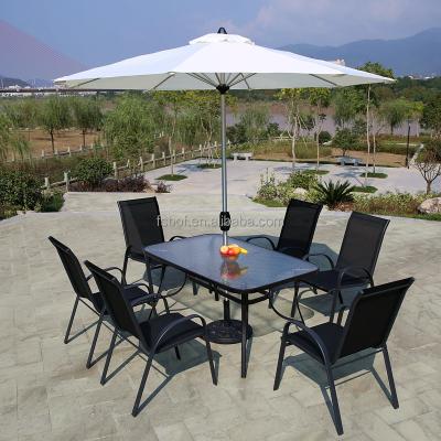 China Wholesale Modern Outdoor Restaurant Stack Table And Folding Chairs Table And Chair Combination With Umbrella Set for sale