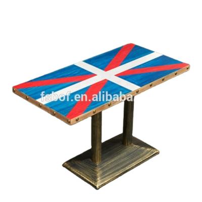 China Wholesale custom made modern custom industrial style restaurant logo coffee metal colorful desk table for restaurant Bistros shop for sale