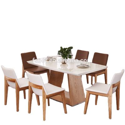 China Dining Table and Chairs SID8060 Modern Wooden Dining Table and Chairs Table and 6 Chairs White Oak for sale