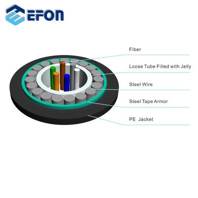 China Outdoor direct burial and installation which needs rodent protect EFON 24 cores steel wire and steel tape armored direct buried fiber optic cable price per drum for sale