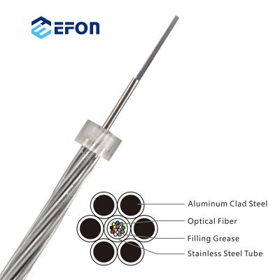 China Telecom EFON OPGW 50 square ground wire compound aerial fiber optic cable loose tube stranded single mode opgw fiber optic cable for sale