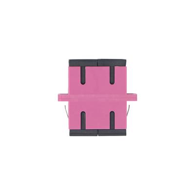 China FTTH SC OM4 Duplex Fiber Optic Adapters Multimode Fiber Optic Adapters Clamp Pink Color for sale