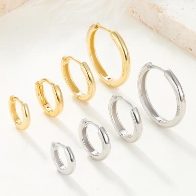 China Wholesale Fashionable Tarnish Free Gold Plated 18k S925 Sterling Silver Light Hoop Earrings for sale