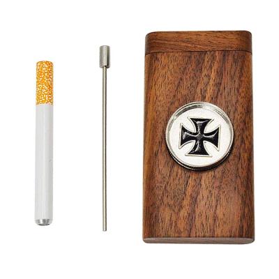 China Herb High-End Premium Custom Logo Tobacco Wooden Grinding Bamboo Canoe With A Portable Metal Rod Knocker Pipe Grinder for sale