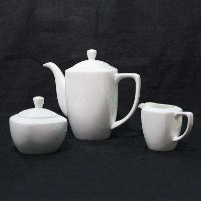 China Tangshan Viable Hot Selling High Quality Customization Teapot 1100ml Sugar Bowl 350ml Milk Bowl 250ml White Bone China for sale