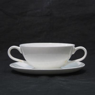 China Sustainable Hot Selling High Quality White Ear Soup Cup 350ml Custom Bone China for sale