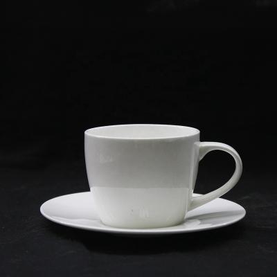 China Viable Hot Selling Tangshan Customization White Coffee Cup High Quality Coffee Saucer Bone China 190ml for sale