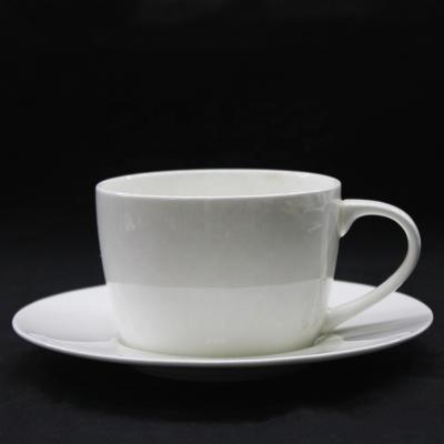 China Tangshan Viable High Quality Customization Hot Selling 280ml Tea Cup Saucer White Bone China for sale