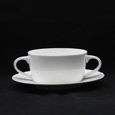 China Viable Wholesale High Quality Tangshan Ear Soup Cup 390ml Luxury White Bone China for sale