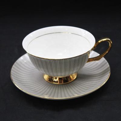 China Tangshan Viable High Quality Customization Hot Selling Gold Foil Cup 210ml Gold Foil Dish 15cm White Bone China for sale