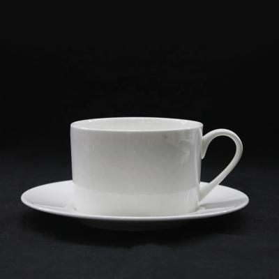 China Tangshan Viable Hot Selling High Quality Customization 270ML Cup Saucer 15.8cm White Straight Bone China for sale