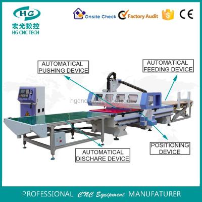 China Automatic Wood Cutting Machine Loading And Unloading Panel Furniture Automatic CNC Furniture Production Line With Drilling HG-2513ATC for sale