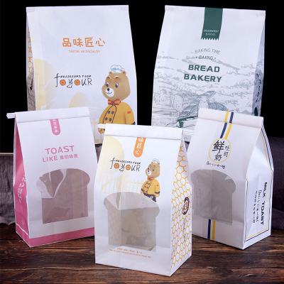 China Biodegradable custom printing bread bag toast paper bags reusable food grade package with tin tie for sale