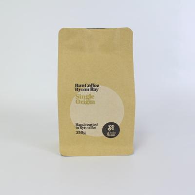 China Barrier Kraft Paper Flat Bottom Pouch Coffee Packaging Bag for sale