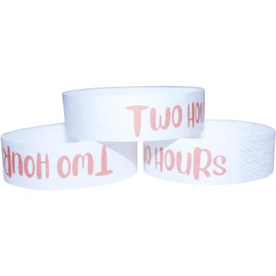 China Waterproof One Time Use Polyester Paper Custom Text Picture Party Wristbands for sale