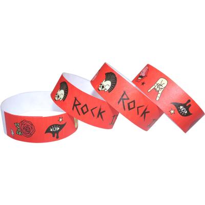 China Manufacturer design logo tyvek paper production company birthday waterproof wristbands for sale