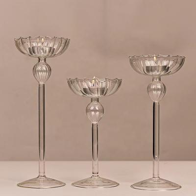 China Creative home luxury candle holder goblet decoration glass candlestick shape for home decoration for sale