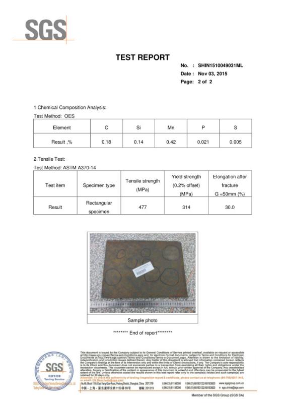 SGS STEEL STRENGTH REPORT - Shanghai shunyun industrial co.,Ltd.