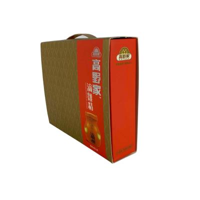 China Recyclable Handle Gold Foil Corrugated Folding Paper Cartons Corrugated Gift Boxes for sale