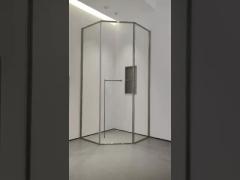 304 Material Hidden Rotating Shaft Shower Room Diamond Profile Toilet Diamond Glass Door Partition