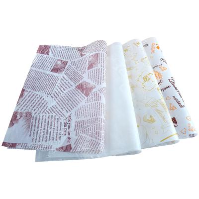 China 38gsm Custom Logo Greaseproof Printed Greaseproof Oil Wax Food Wrapping Paper for sale