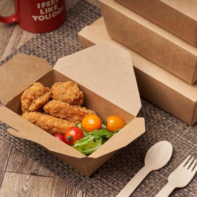 China Casual Biodegradable Food Container Lunch Box Salad Box Kraft Paper Food Packaging Box OEM for sale