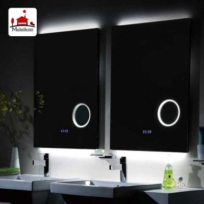 China Hotel Bathroom Magnifying Mirror Bathroom Wall Mounted Magnifying Mirror With Blue Tooth Standard Bathroom Mirror With Led Lights for sale