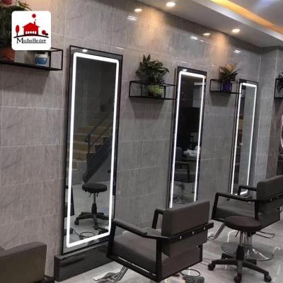 China Bright rectangle 4 sided led salon mirror station led beauty hair salon wall mounted mirrors for sale for sale